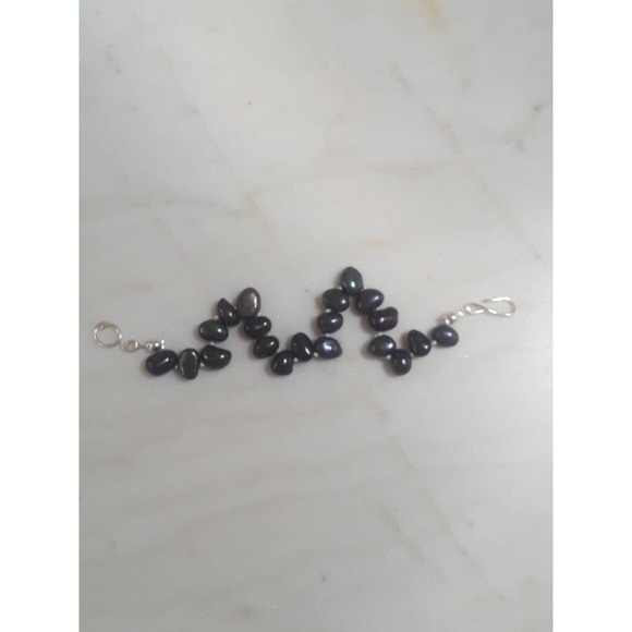 Womens A grade Black Freshwater Pearl Bracelet w Sterling Filled Handmade Clasps - Picture 5 of 5